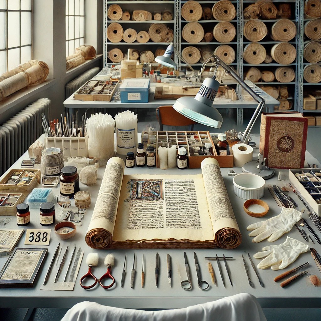 Conservation workspace for manuscripts and archival material